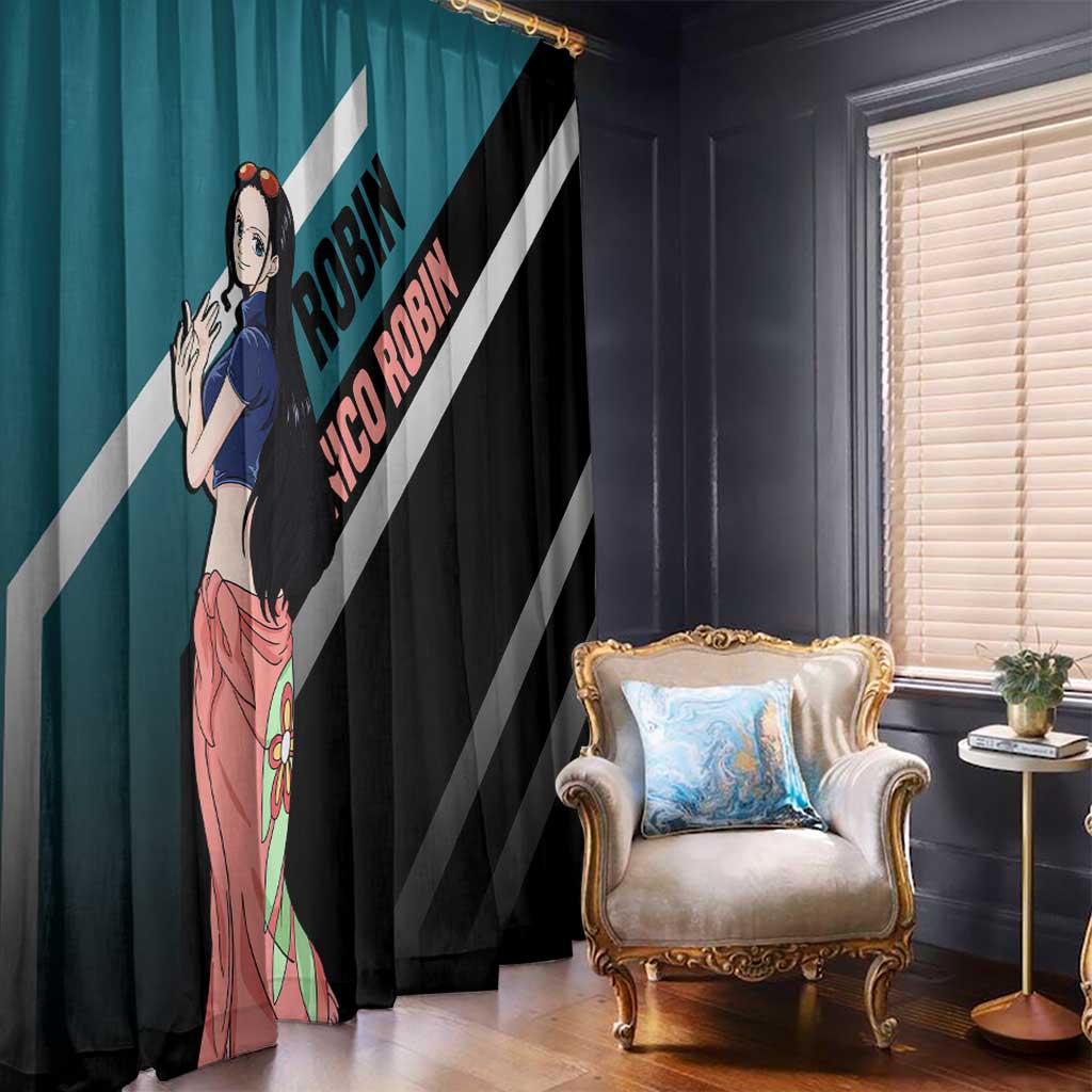 Nico Robin One Piece Window Curtain with Elegant Pose and Archaeologist Design - The Mazicc