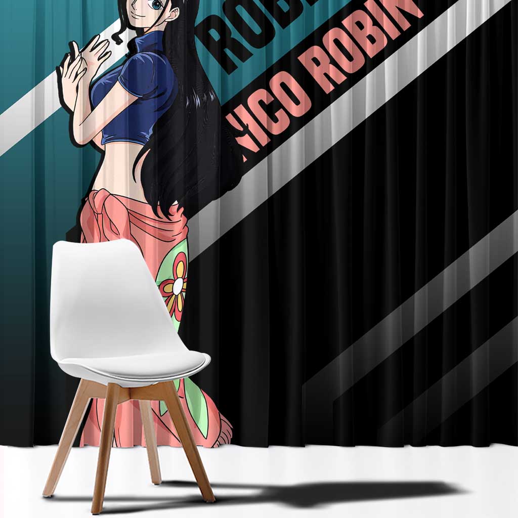 Nico Robin One Piece Window Curtain with Elegant Pose and Archaeologist Design - The Mazicc