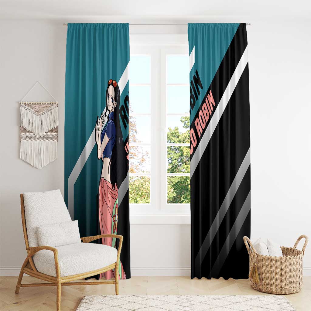 Nico Robin One Piece Window Curtain with Elegant Pose and Archaeologist Design - The Mazicc