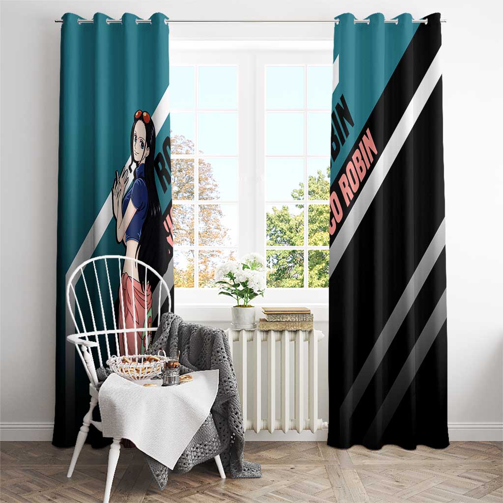 Nico Robin One Piece Window Curtain with Elegant Pose and Archaeologist Design - The Mazicc