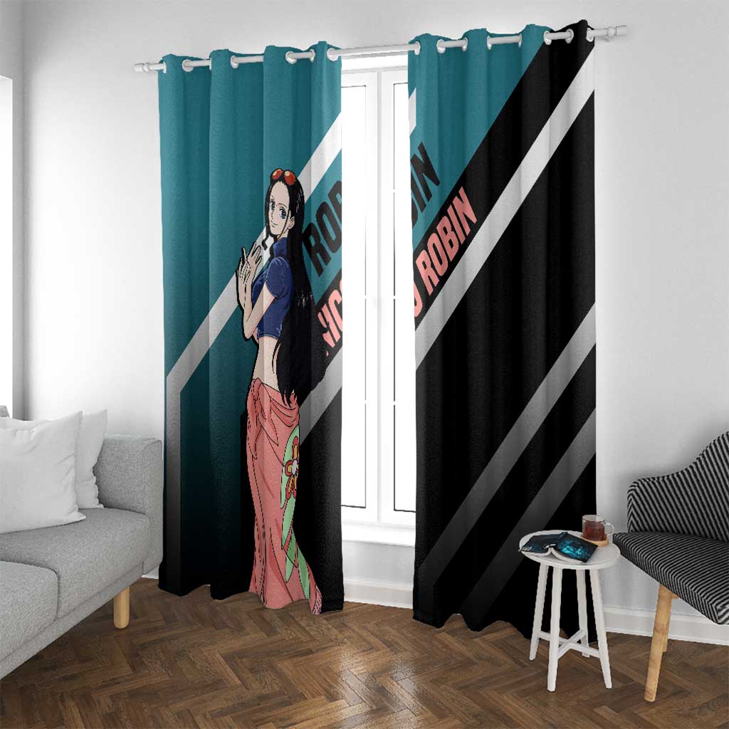 Nico Robin One Piece Window Curtain with Elegant Pose and Archaeologist Design - The Mazicc