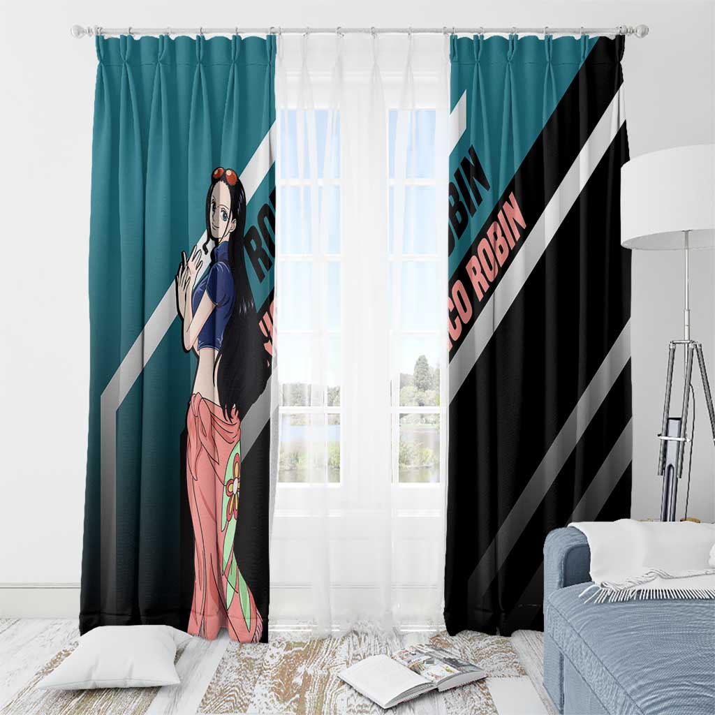 Nico Robin One Piece Window Curtain with Elegant Pose and Archaeologist Design - The Mazicc