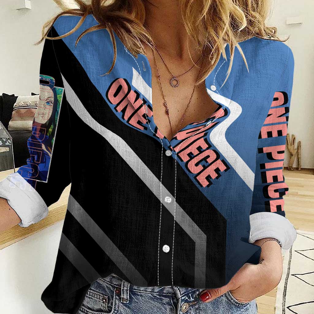 Nico Robin One Piece Women Casual Shirt with Elegant Pose and Archaeologist Design - The Mazicc