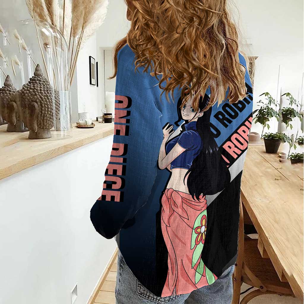 Nico Robin One Piece Women Casual Shirt with Elegant Pose and Archaeologist Design - The Mazicc
