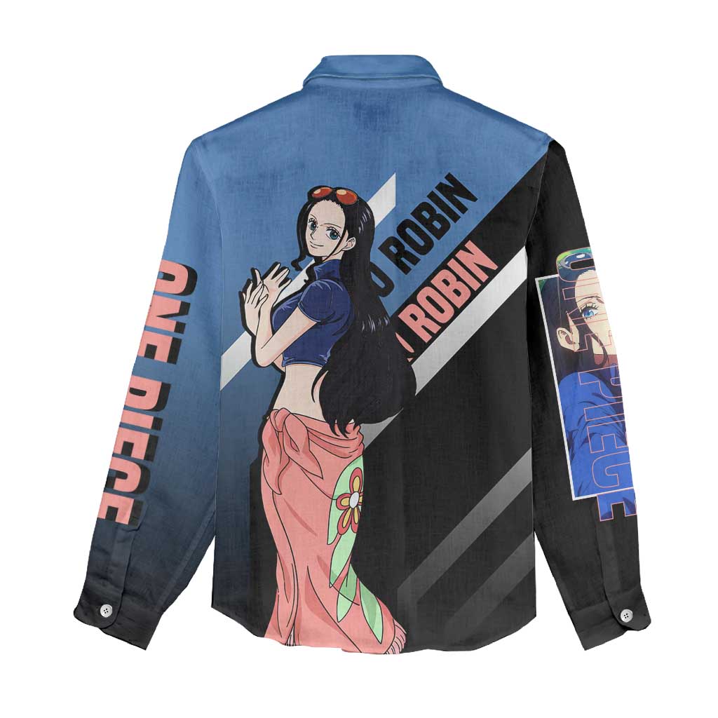 Nico Robin One Piece Women Casual Shirt with Elegant Pose and Archaeologist Design - The Mazicc