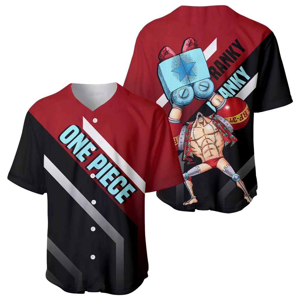 Franky One Piece Baseball Jersey with Cyborg Arms and Bold Mechanical Design - The Mazicc