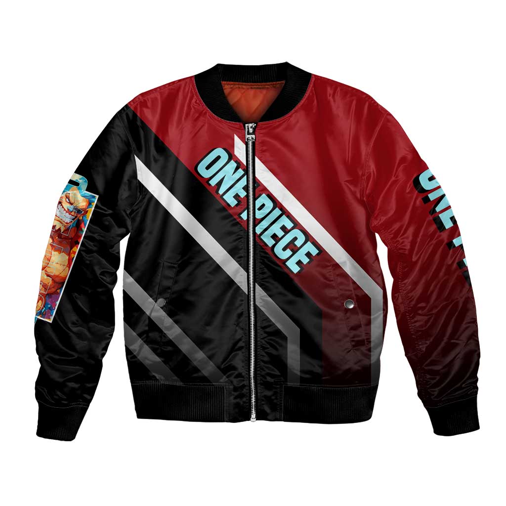 Franky One Piece Bomber Jacket with Cyborg Arms and Bold Mechanical Design - The Mazicc