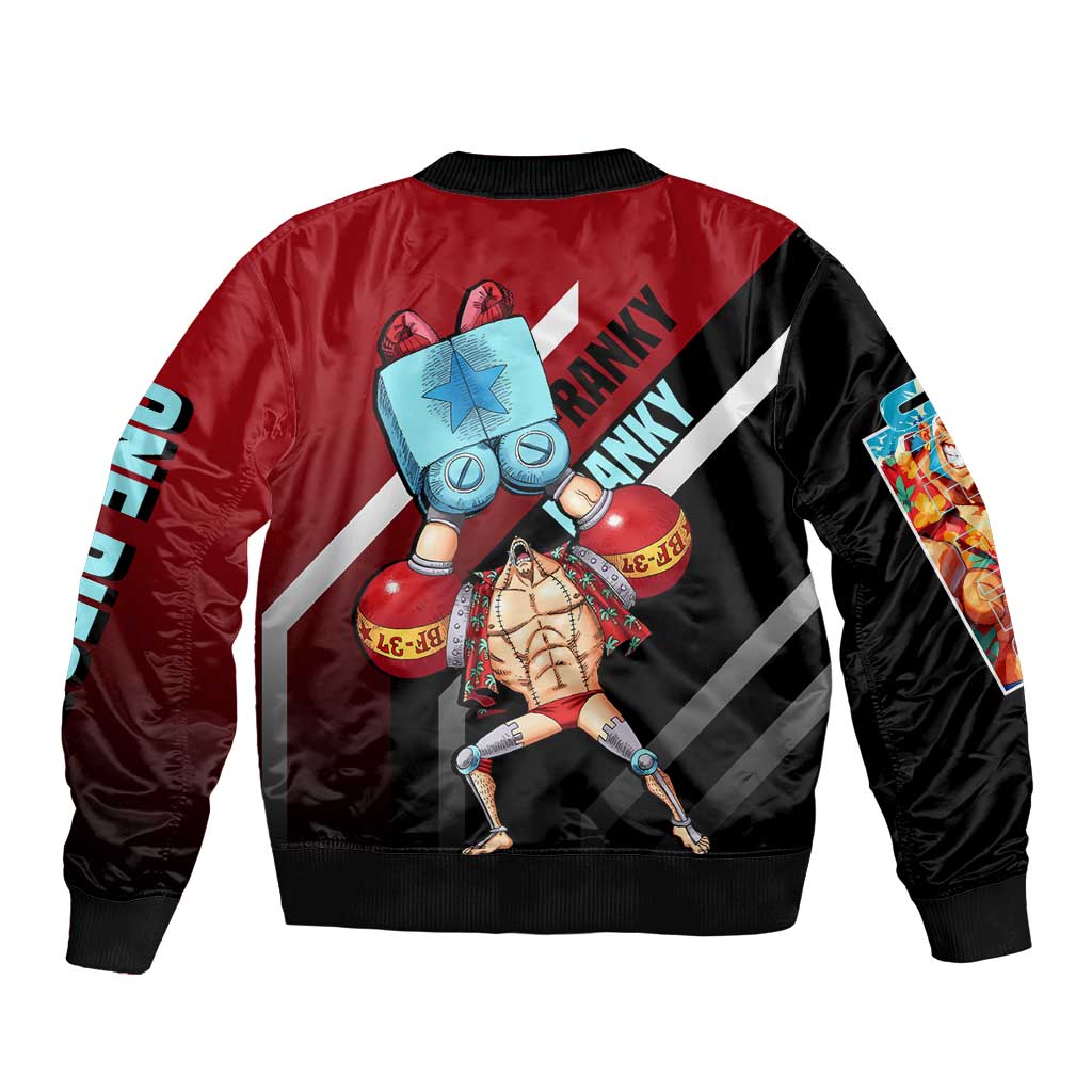 Franky One Piece Bomber Jacket with Cyborg Arms and Bold Mechanical Design - The Mazicc