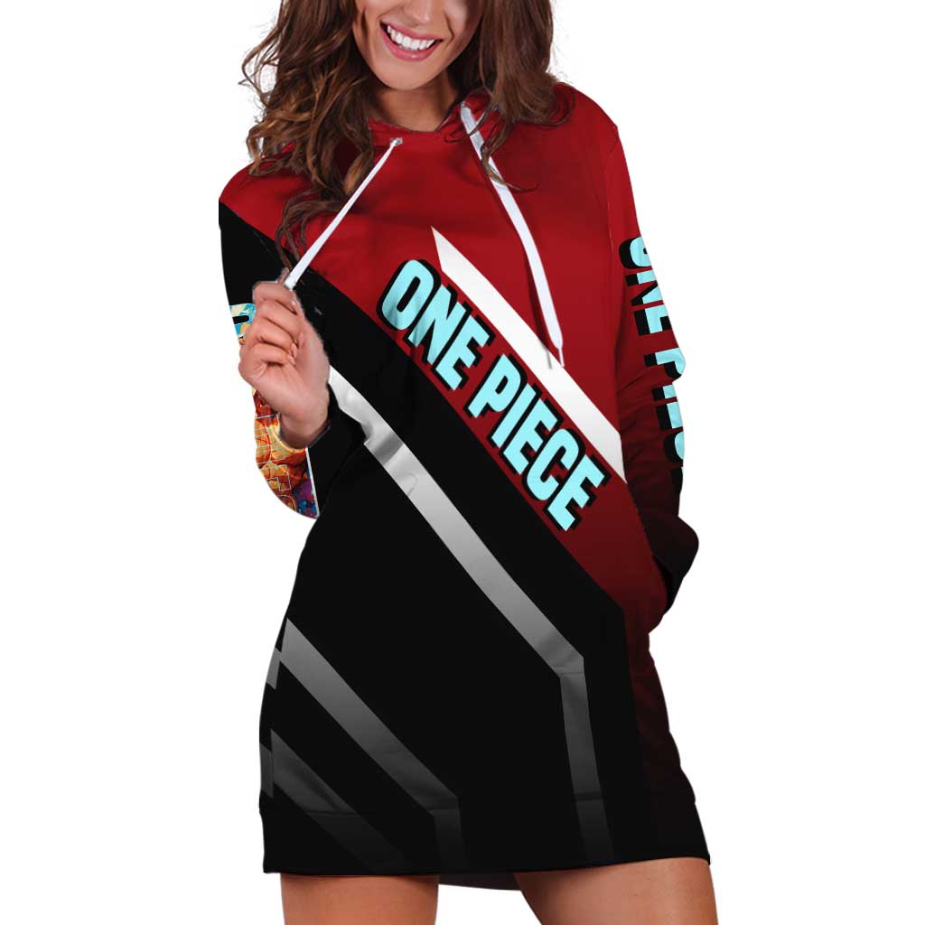 Franky One Piece Hoodie Dress with Cyborg Arms and Bold Mechanical Design - The Mazicc