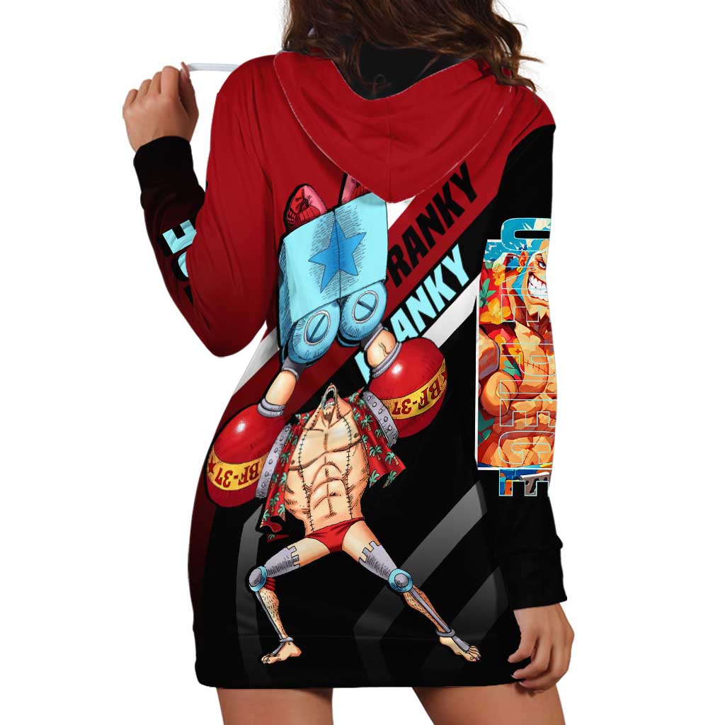 Franky One Piece Hoodie Dress with Cyborg Arms and Bold Mechanical Design - The Mazicc