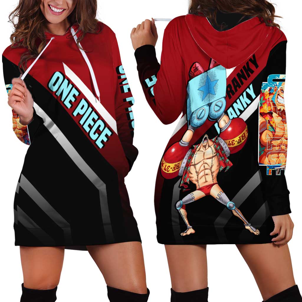Franky One Piece Hoodie Dress with Cyborg Arms and Bold Mechanical Design - The Mazicc