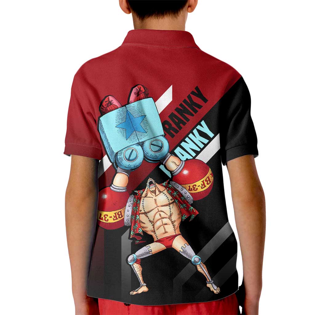 Franky One Piece Kid Polo Shirt with Cyborg Arms and Bold Mechanical Design - The Mazicc