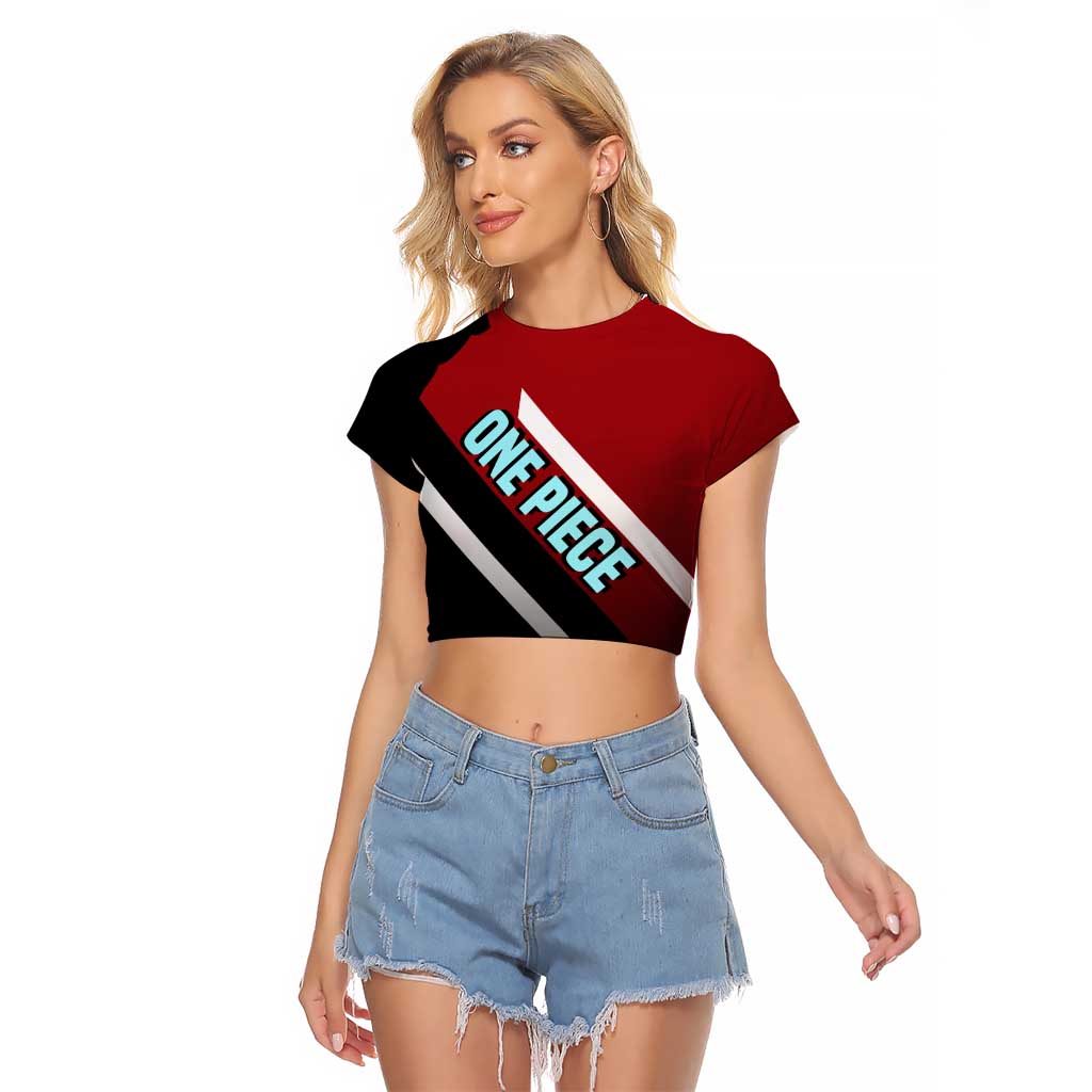 Franky One Piece Raglan Cropped T Shirt with Cyborg Arms and Bold Mechanical Design - The Mazicc