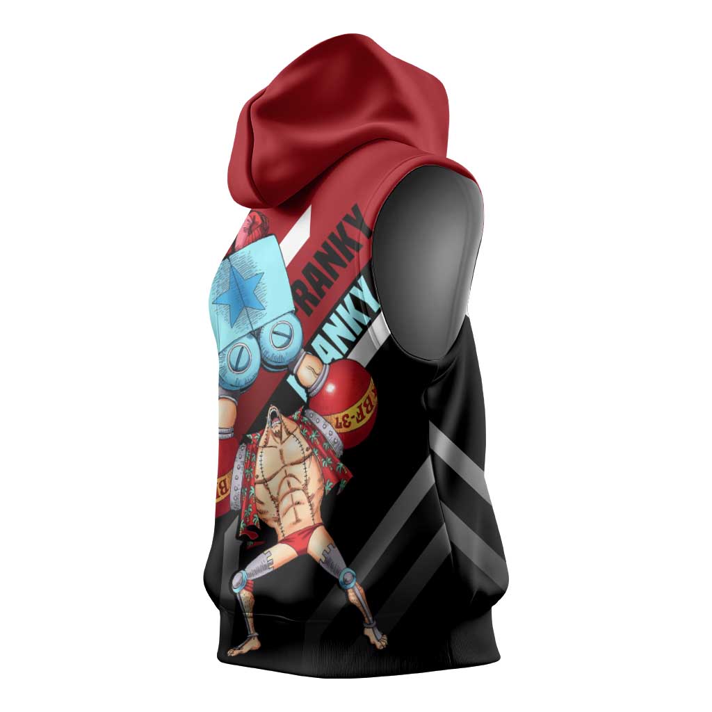 Franky One Piece Sleeveless Hoodie with Cyborg Arms and Bold Mechanical Design - The Mazicc