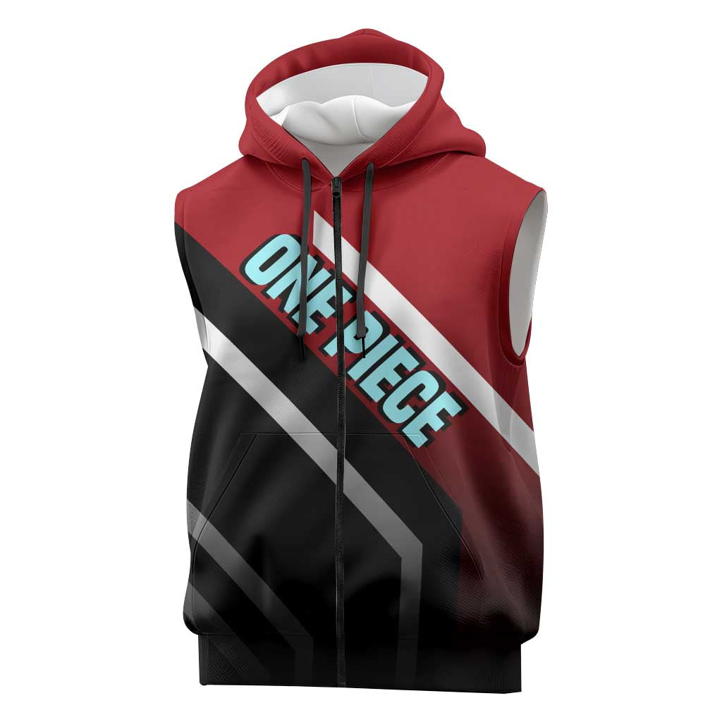 Franky One Piece Sleeveless Zip Hoodie with Cyborg Arms and Bold Mechanical Design - The Mazicc