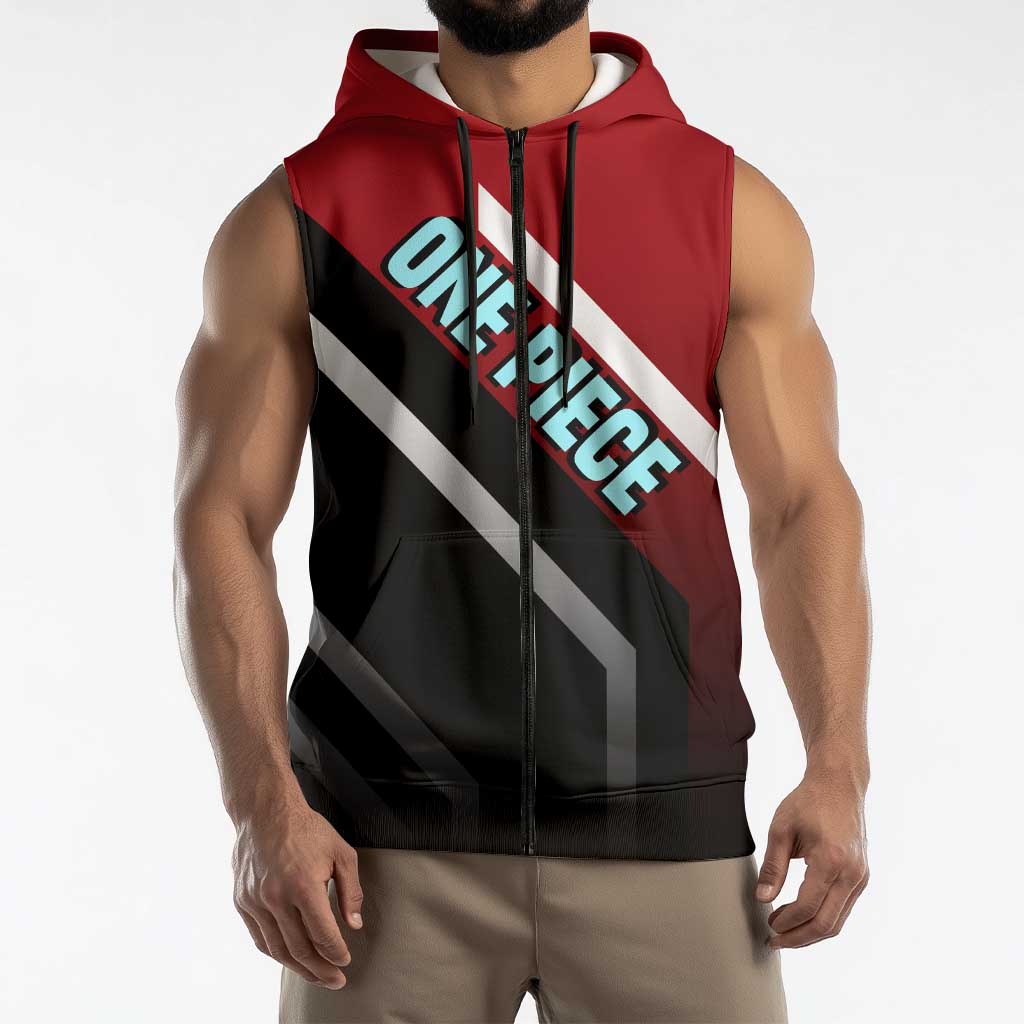 Franky One Piece Sleeveless Zip Hoodie with Cyborg Arms and Bold Mechanical Design - The Mazicc
