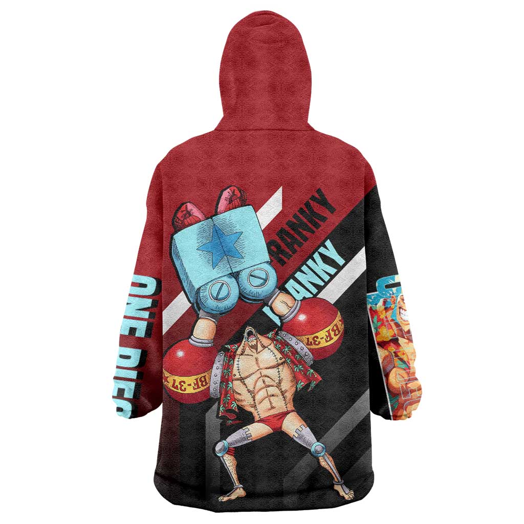 Franky One Piece Wearable Blanket Hoodie with Cyborg Arms and Bold Mechanical Design - The Mazicc