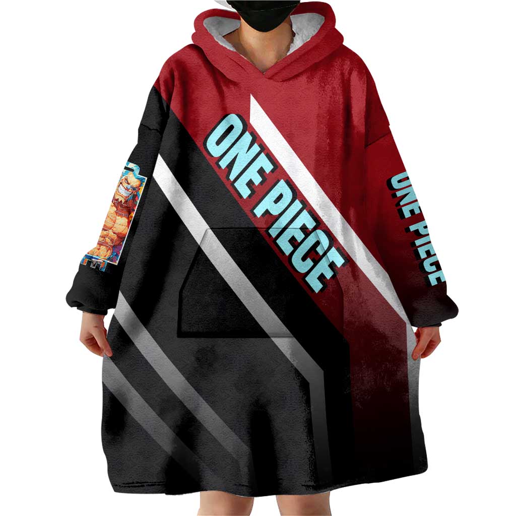 Franky One Piece Wearable Blanket Hoodie with Cyborg Arms and Bold Mechanical Design - The Mazicc