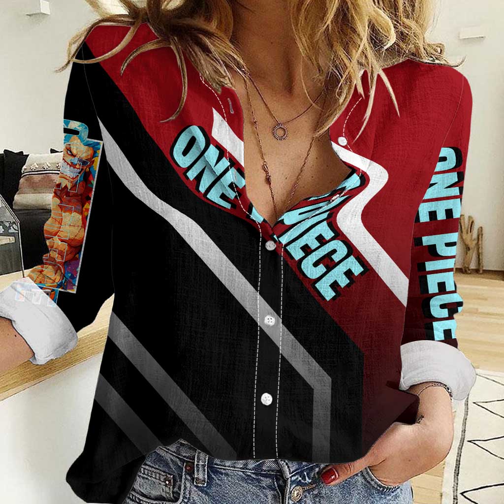Franky One Piece Women Casual Shirt with Cyborg Arms and Bold Mechanical Design - The Mazicc