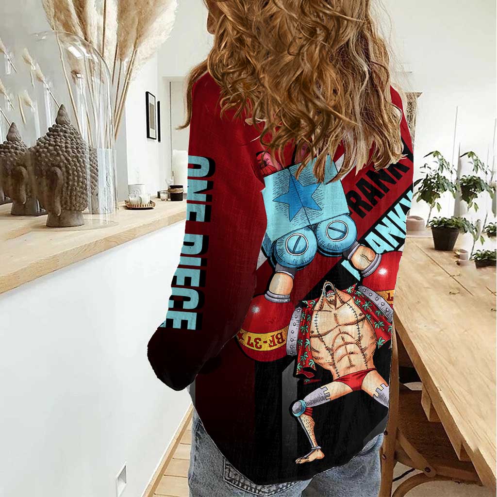Franky One Piece Women Casual Shirt with Cyborg Arms and Bold Mechanical Design - The Mazicc
