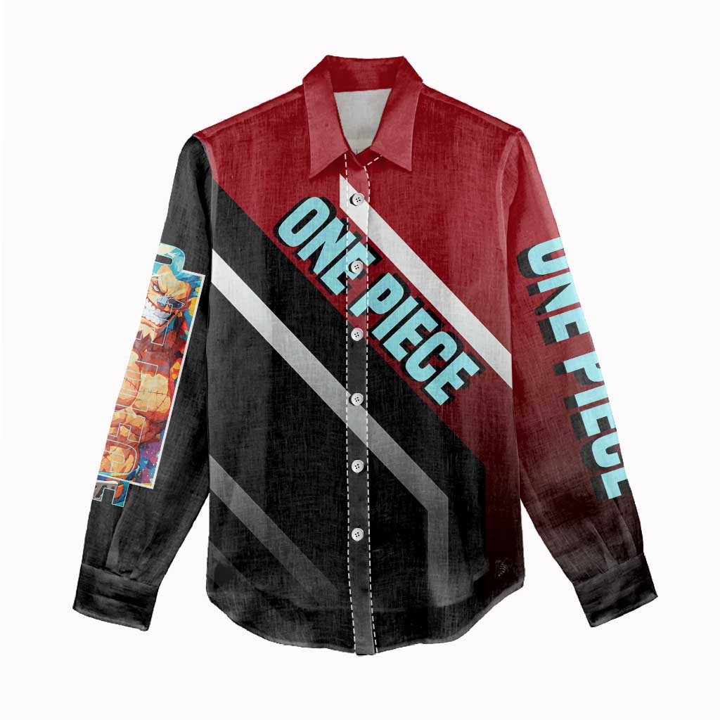 Franky One Piece Women Casual Shirt with Cyborg Arms and Bold Mechanical Design - The Mazicc