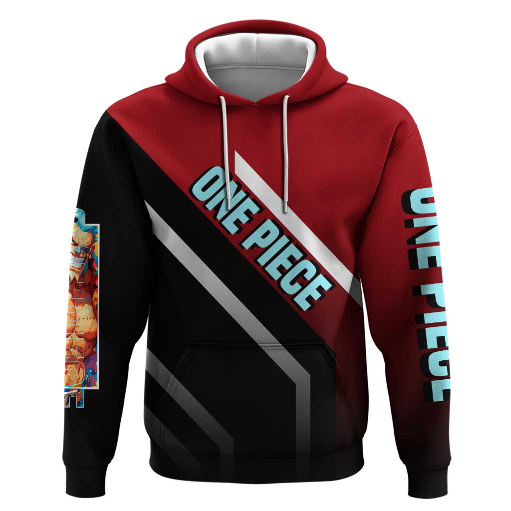 Franky One Piece Zip Hoodie with Cyborg Arms and Bold Mechanical Design - The Mazicc