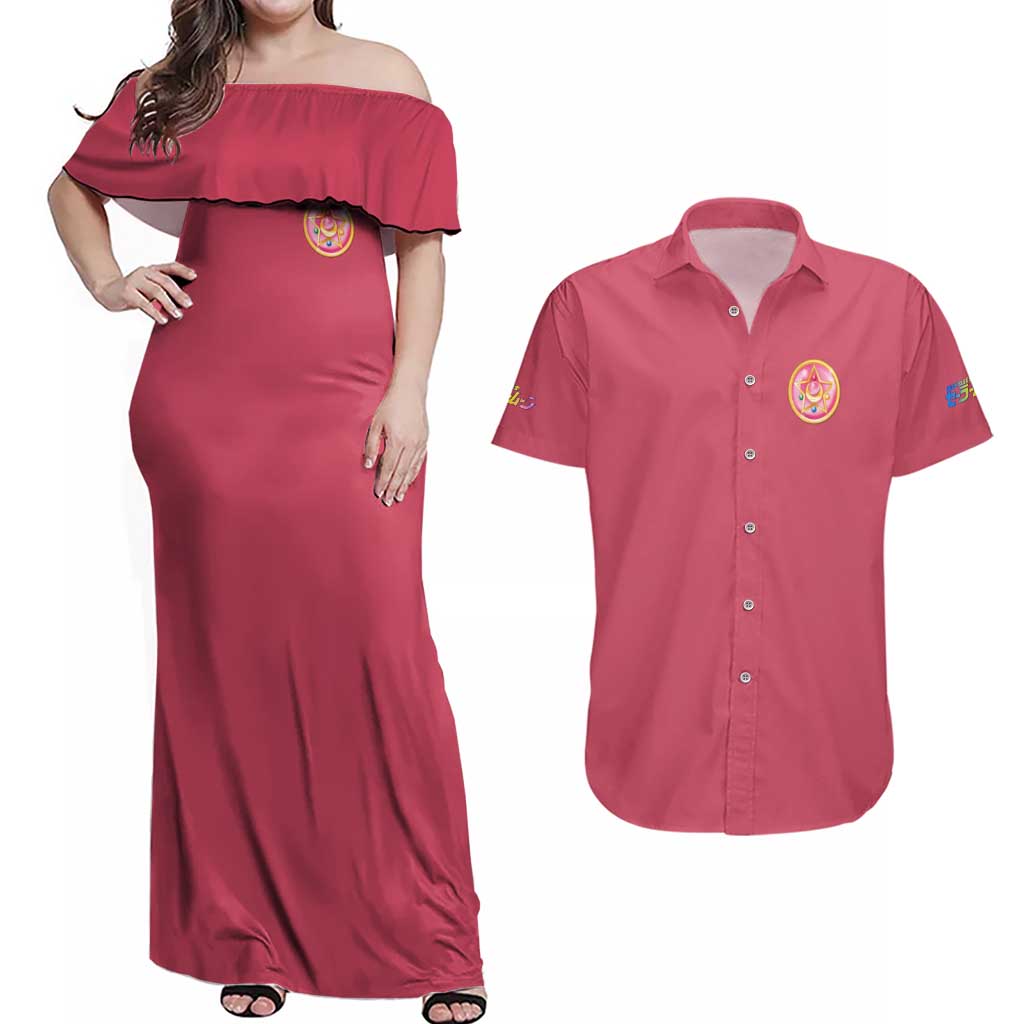 Sailor Scouts Sailor Moon Couples Matching Off Shoulder Maxi Dress and Hawaiian Shirt Anime Style