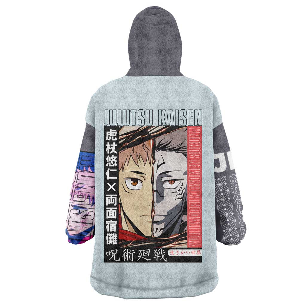 Itadori Yuuji x Ryomen Sukuna Jujutsu Kaisen Wearable Blanket Hoodie Anime Style
