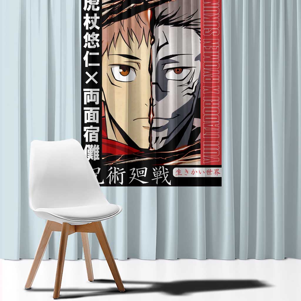 Itadori Yuuji x Ryomen Sukuna Jujutsu Kaisen Window Curtain Anime Style