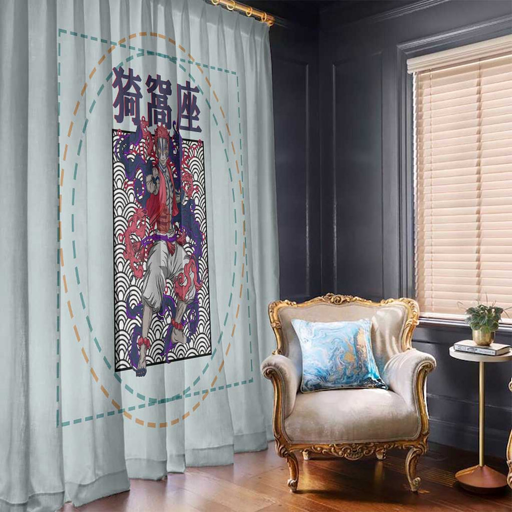 Hakuji - Akaza Demon Slayer Window Curtain Anime Style