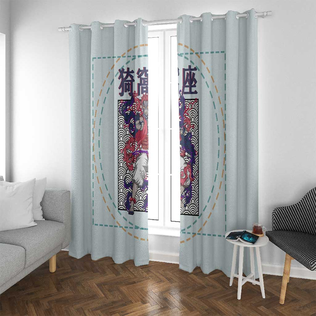 Hakuji - Akaza Demon Slayer Window Curtain Anime Style