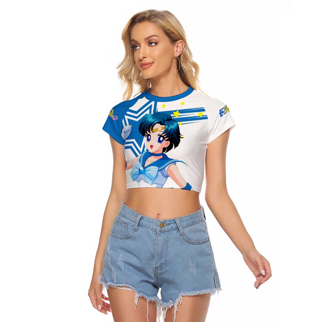 Sailor Mercury - Sailor Moon Raglan Cropped T Shirt Anime Style