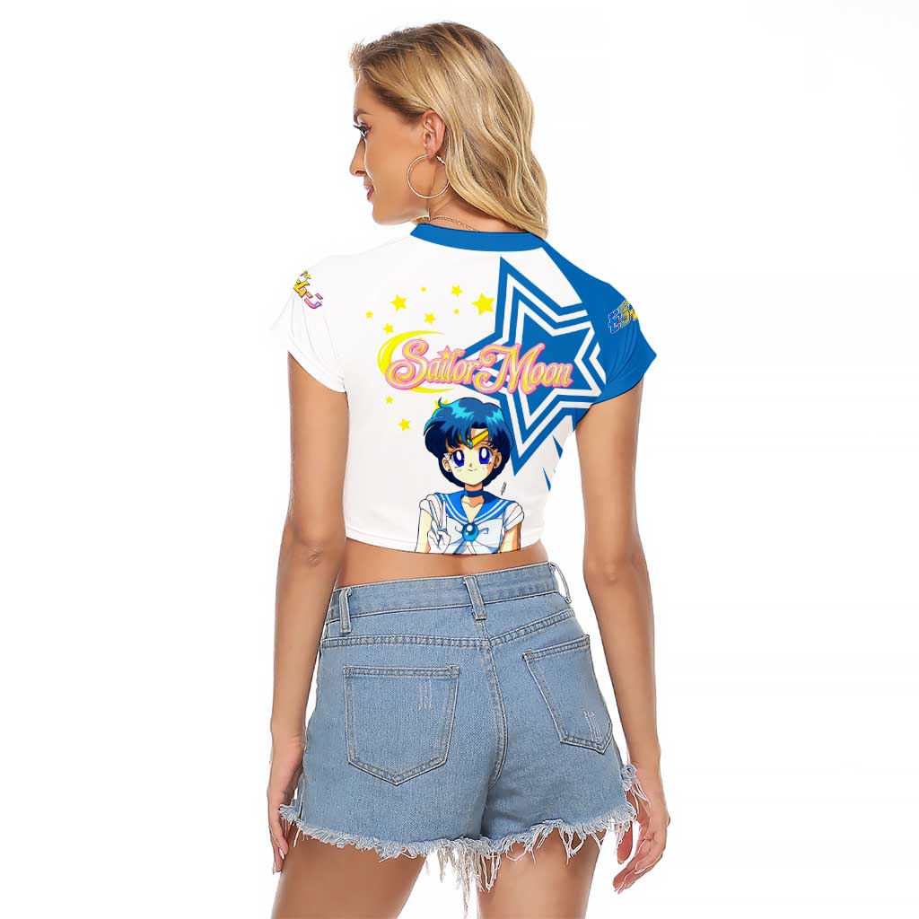 Sailor Mercury - Sailor Moon Raglan Cropped T Shirt Anime Style