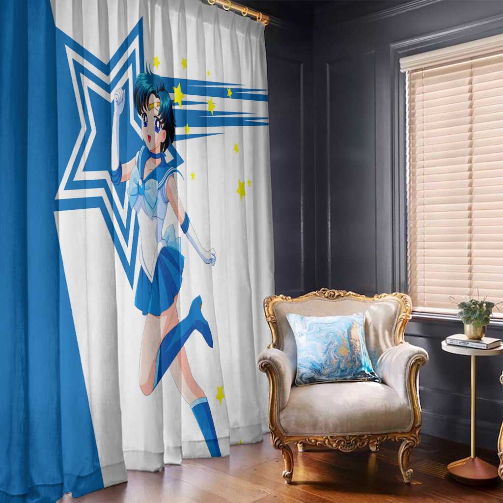 Sailor Mercury - Sailor Moon Window Curtain Anime Style