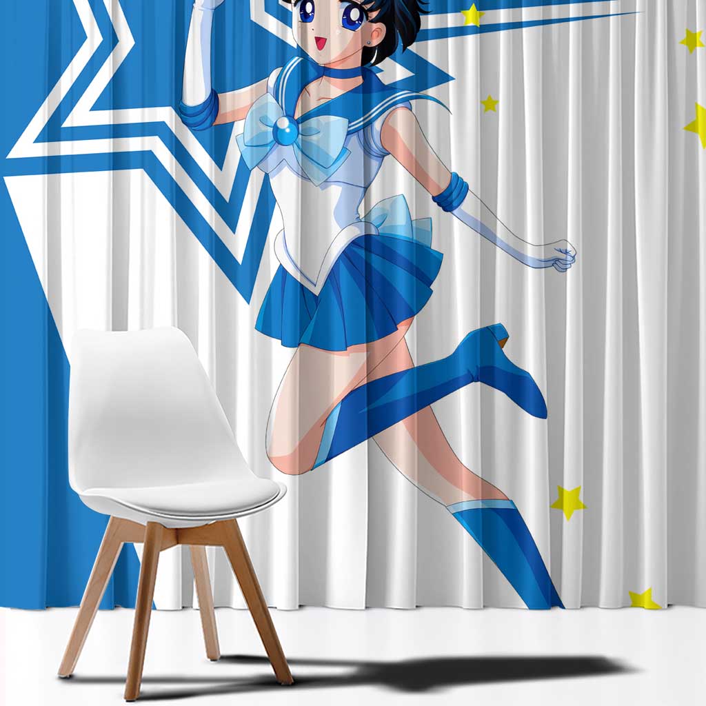 Sailor Mercury - Sailor Moon Window Curtain Anime Style