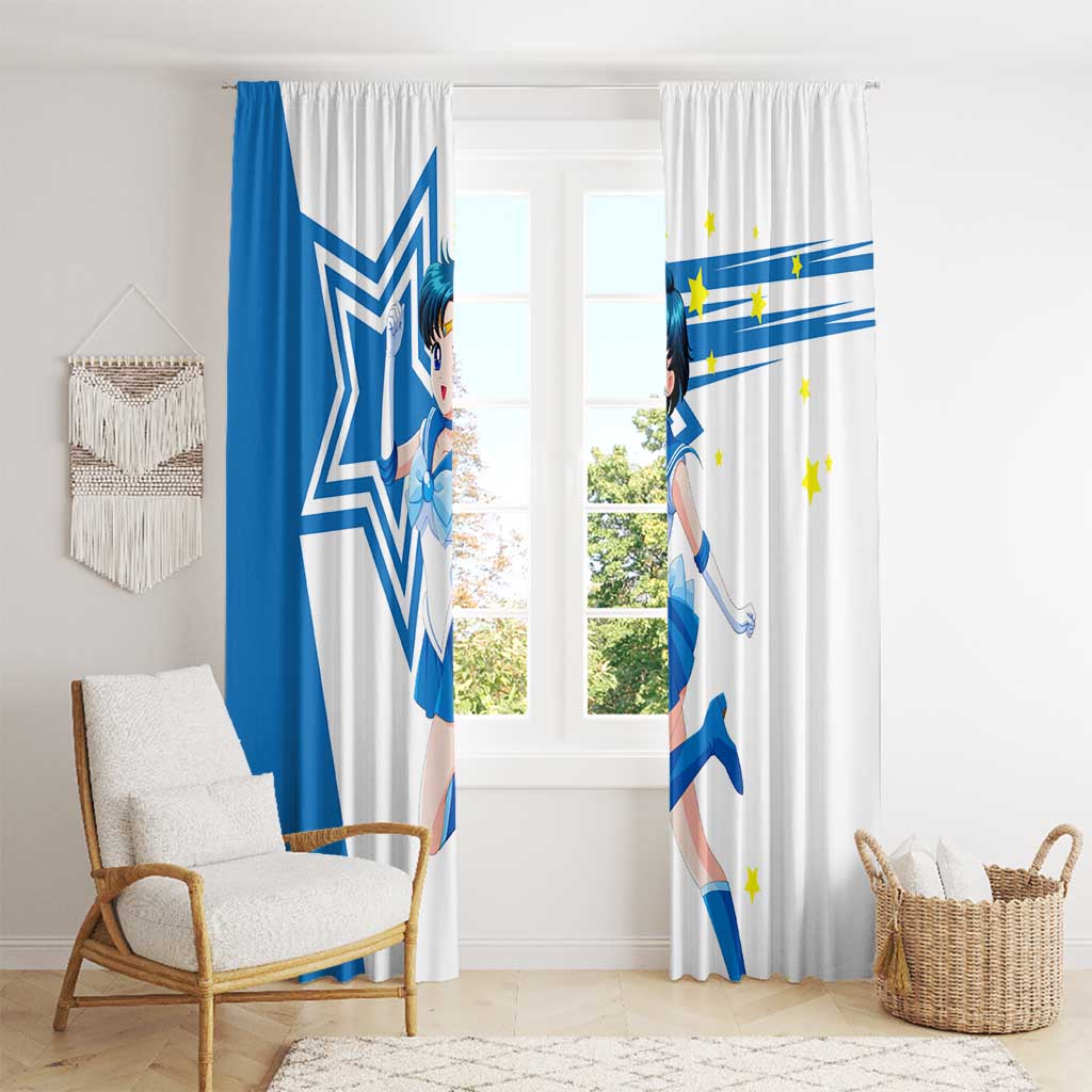 Sailor Mercury - Sailor Moon Window Curtain Anime Style