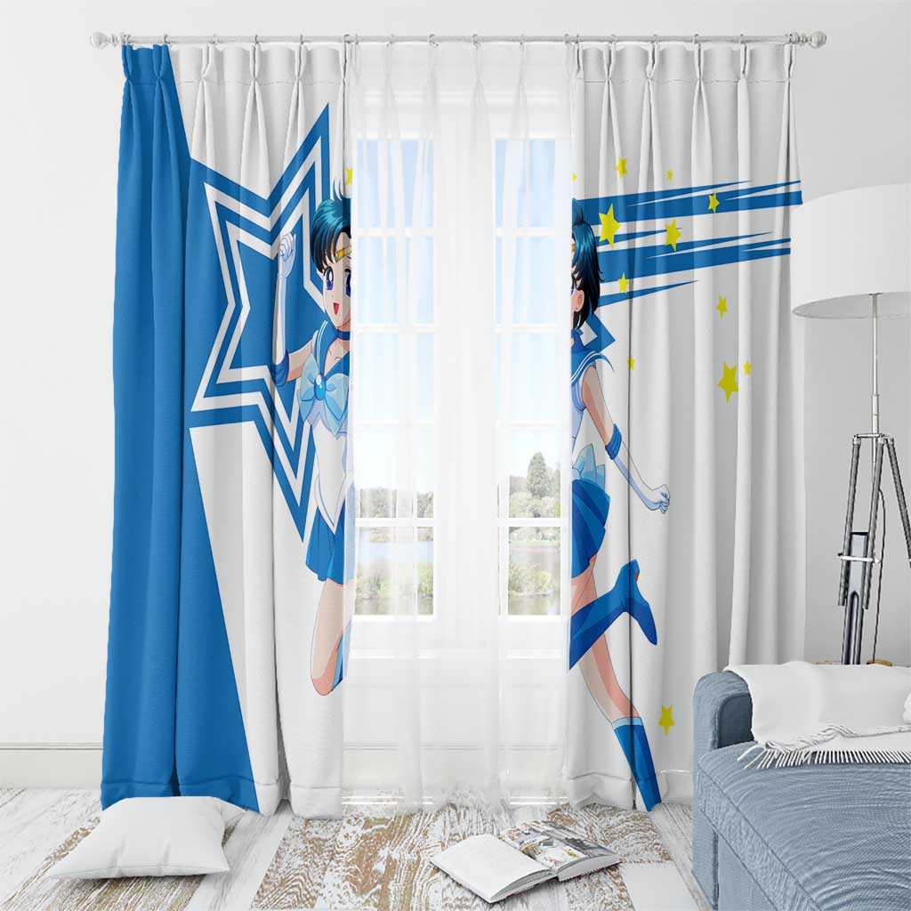 Sailor Mercury - Sailor Moon Window Curtain Anime Style