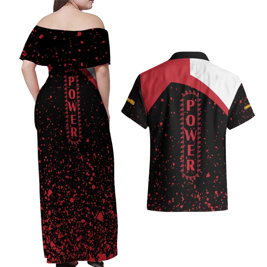 Power - Chainsaw Man Couples Matching Off Shoulder Maxi Dress and Hawaiian Shirt Anime Style