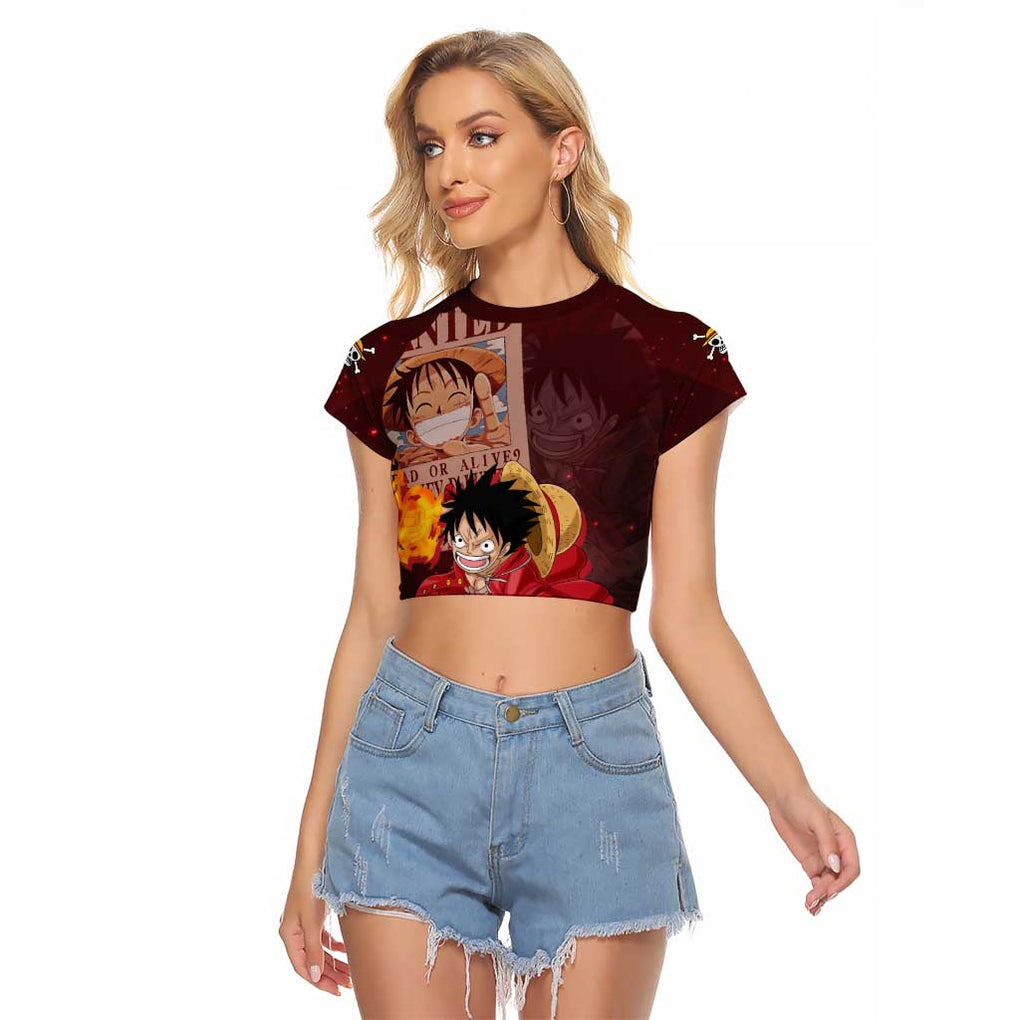 Luffy - Straw Hat - One Piece Raglan Cropped T Shirt Anime Style