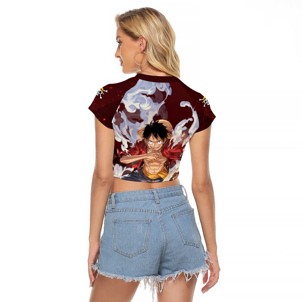 Luffy - Straw Hat - One Piece Raglan Cropped T Shirt Anime Style