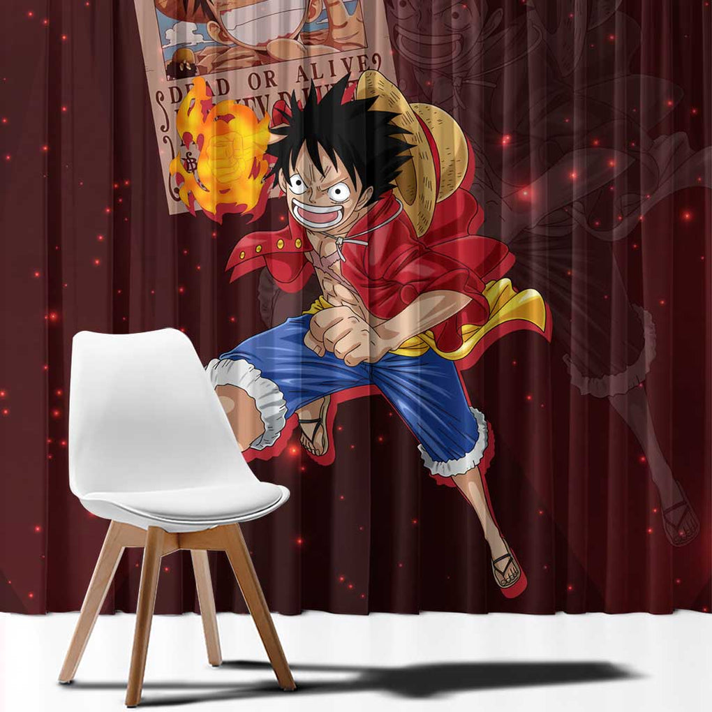 Luffy - Straw Hat - One Piece Window Curtain Anime Style
