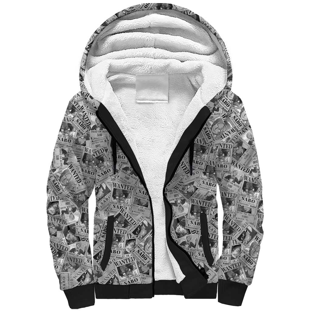 Sabo Wanted - One Piece Sherpa Hoodie Anime Style
