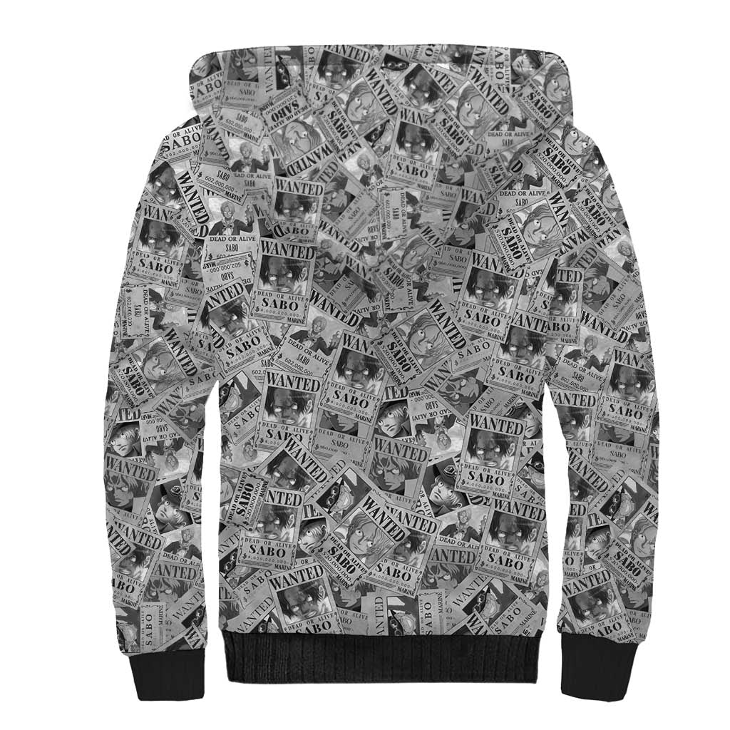 Sabo Wanted - One Piece Sherpa Hoodie Anime Style