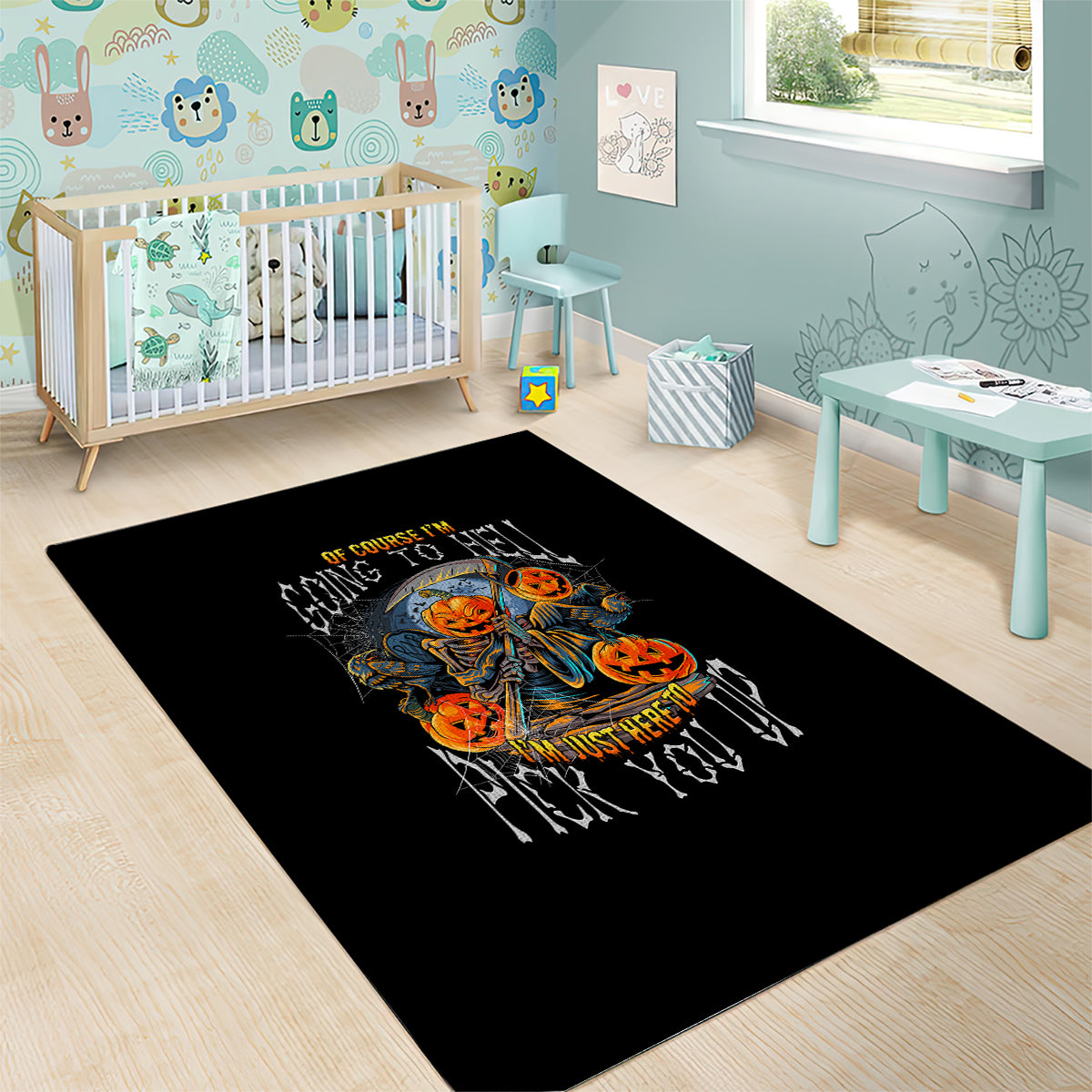 of-course-im-going-to-hell-skull-pumpkin-halloween-area-rug