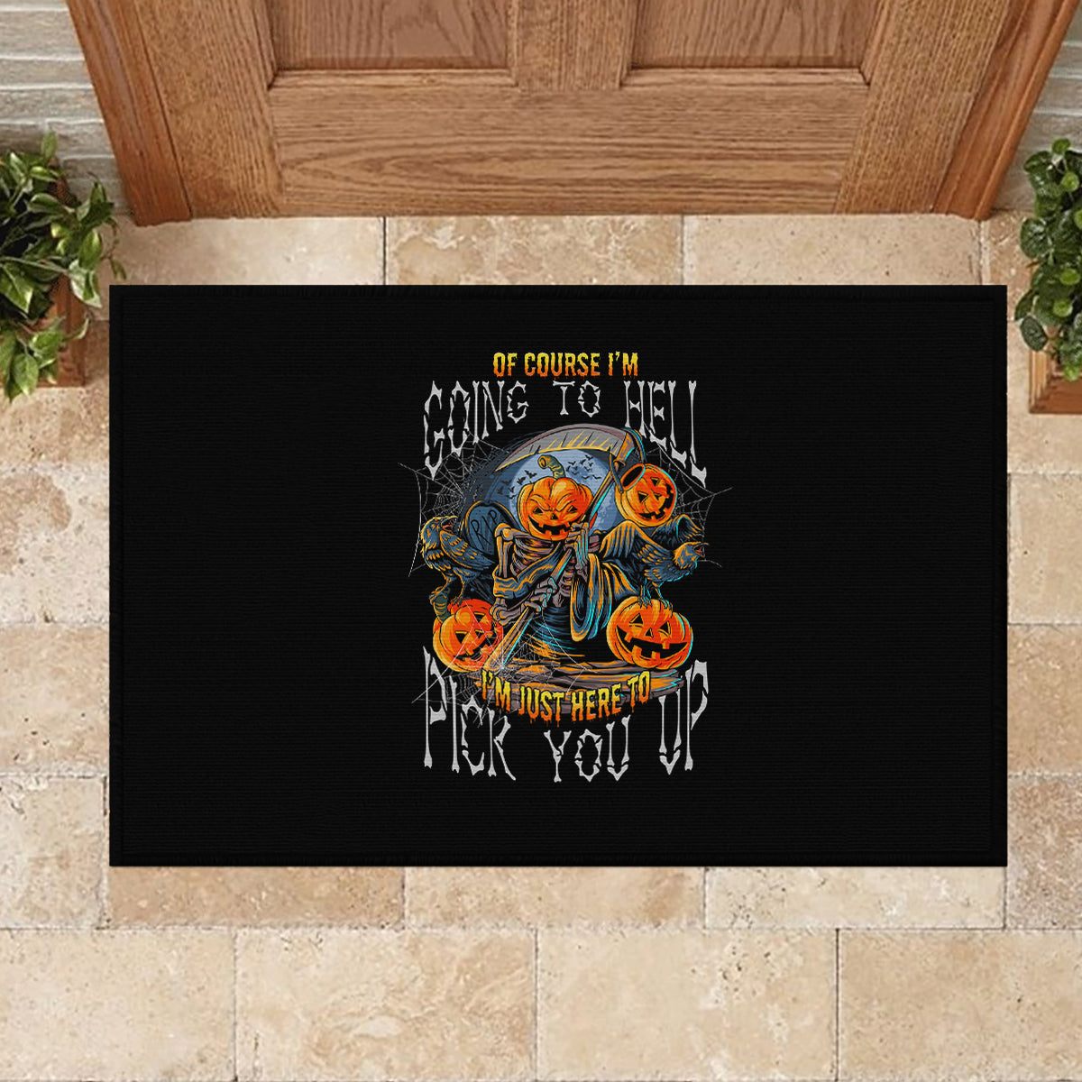 of-course-im-going-to-hell-skull-pumpkin-halloween-rubber-doormat