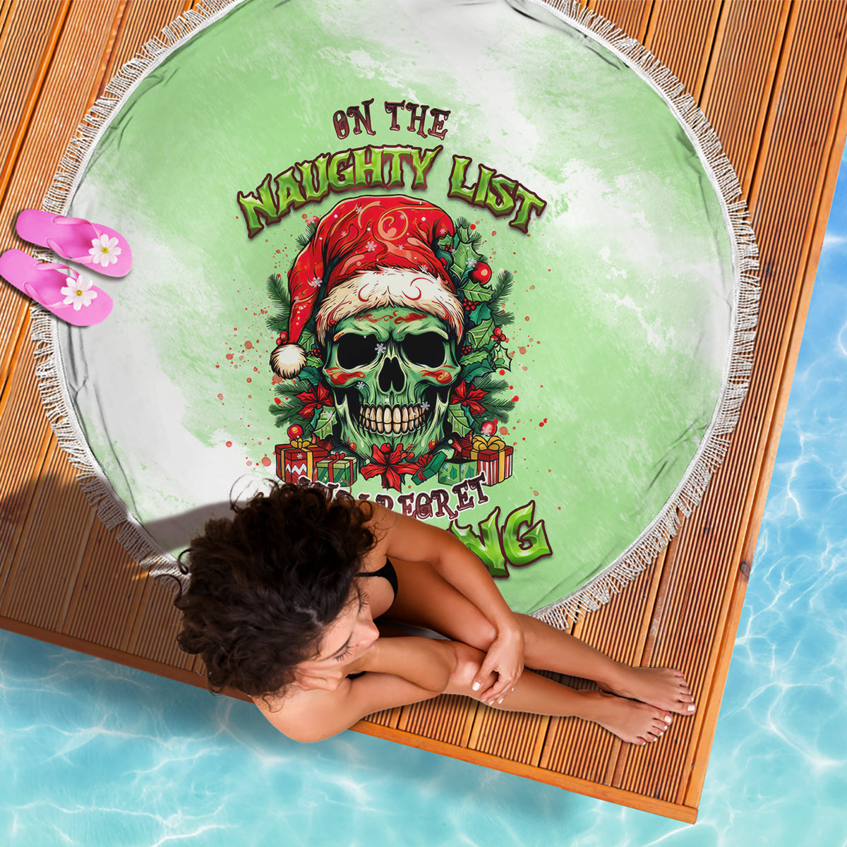 on-the-naughty-list-skull-christmas-beach-blanket