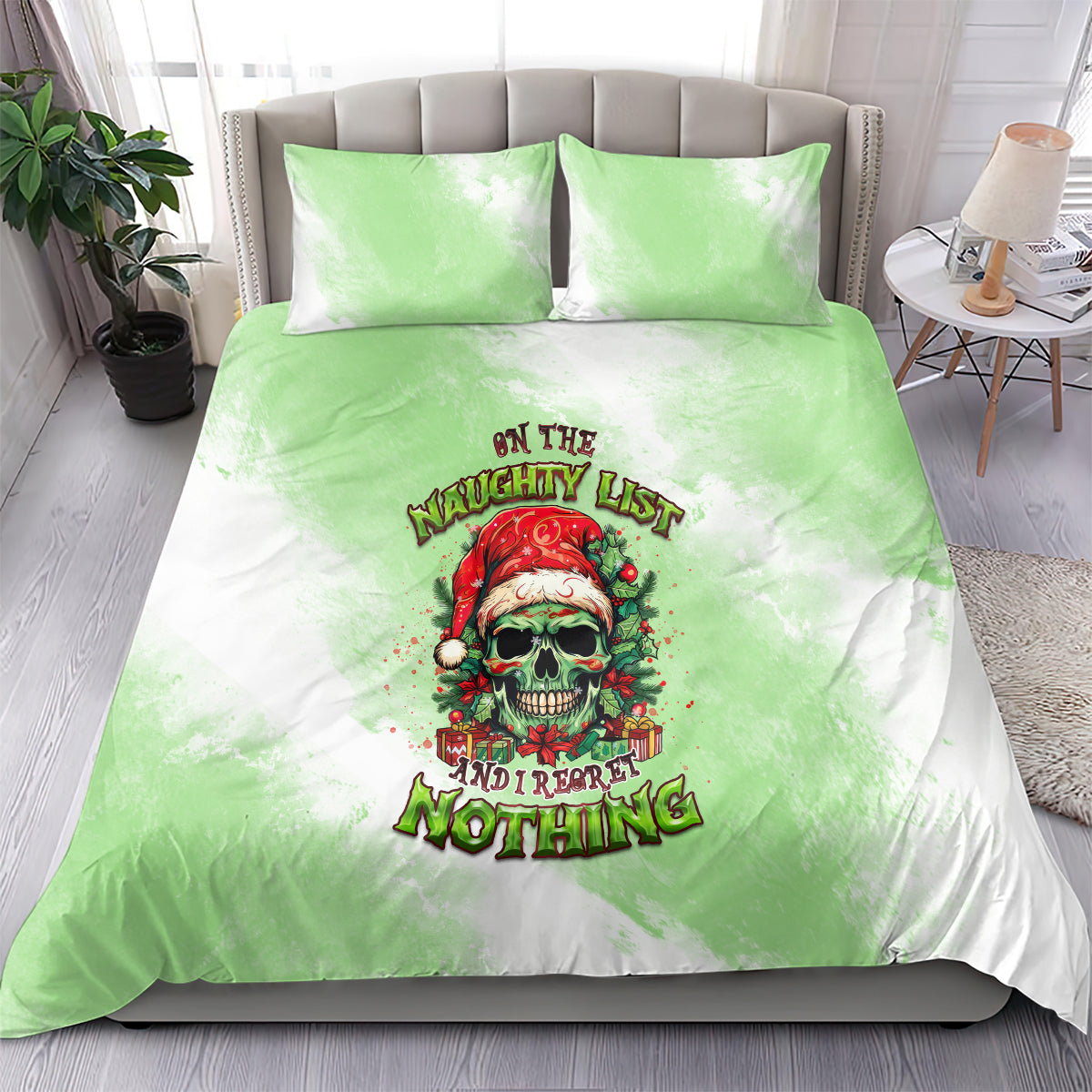 on-the-naughty-list-skull-christmas-bedding-set