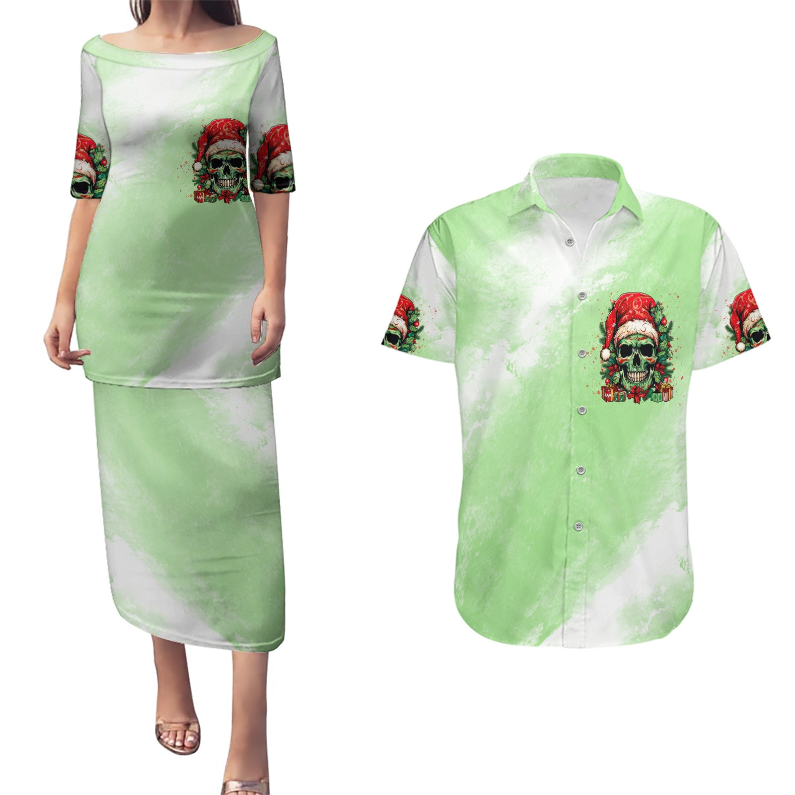 on-the-naughty-list-skull-christmas-couples-matching-puletasi-dress-and-hawaiian-shirt