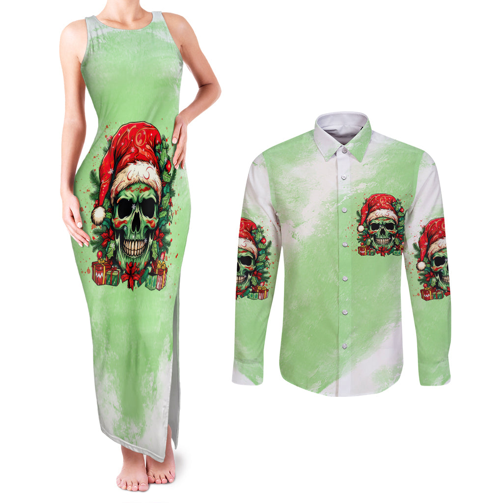 on-the-naughty-list-skull-christmas-couples-matching-tank-maxi-dress-and-long-sleeve-button-shirt