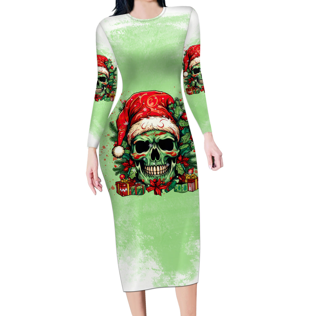 on-the-naughty-list-skull-christmas-long-sleeve-bodycon-dress
